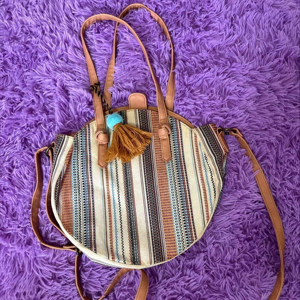Francesca's Artisan Striped Tambourine Tote